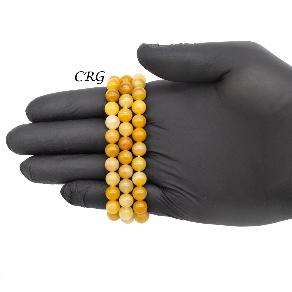 Yellow Jade Round Bead Stretch Bracelet (8 mm) (1 Piece)