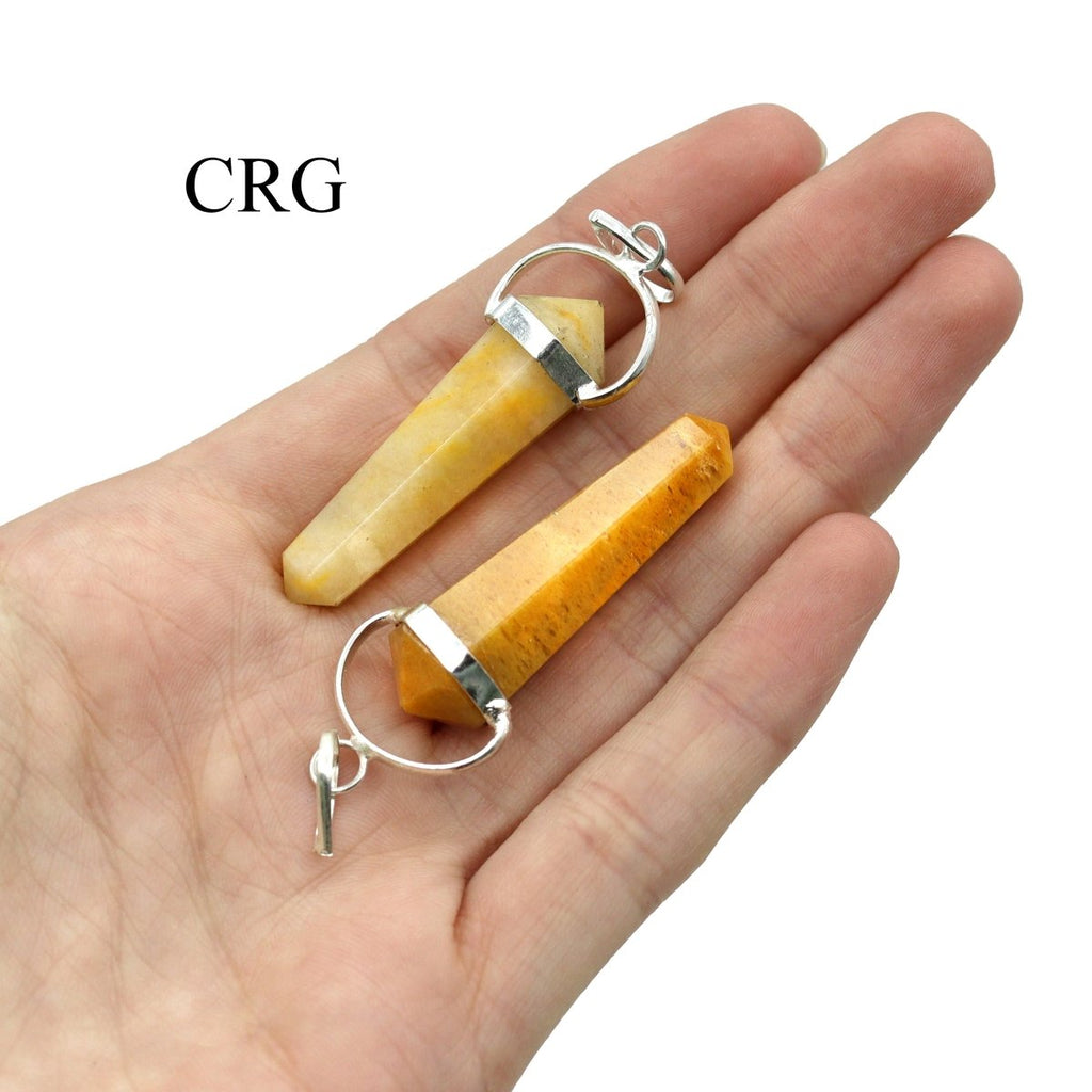 Yellow Quartz Double Point Pendant w/ Silver Swivel Bail - 1" - SET OF 4 (INJD)
