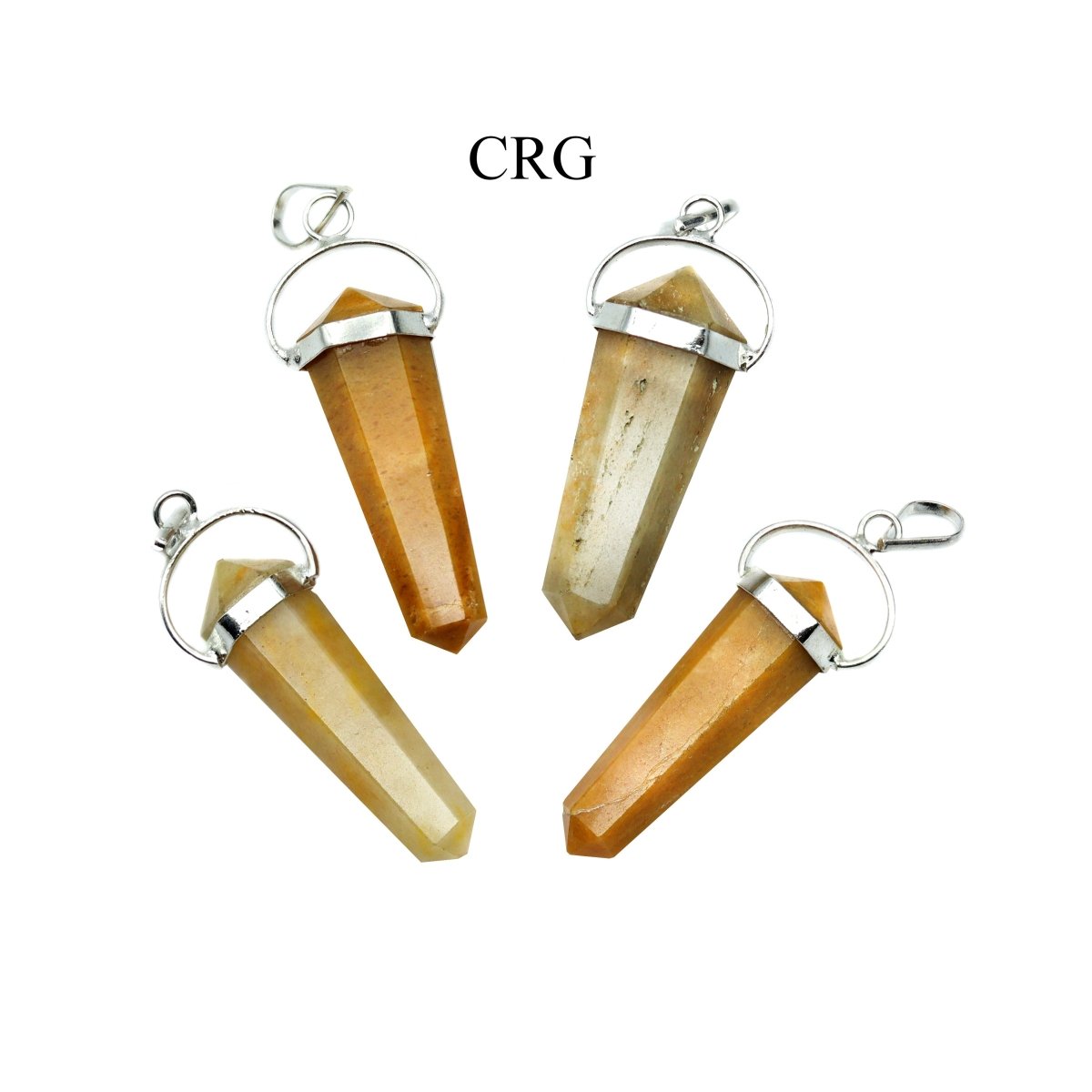 Yellow Quartz Double Point Pendant w/ Silver Swivel Bail - 1" - SET OF 4 (INJD)