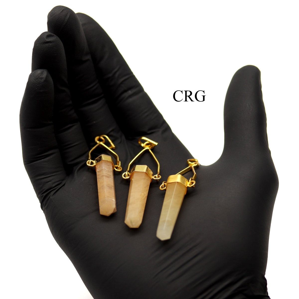 Yellow Quartz Point Pendant with Gold Plated Swivel Bail (2.5 Inches) (3 Pieces) (INJD)