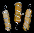 Yellow Quartz Point Pendant with Silver Spiral Wrapping (4 Pieces) Size 2 Inches