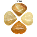 Yellow Quartz Puffy Hearts (4 Pieces) Size 2 to 4 Inches Large Crystal Gemstone