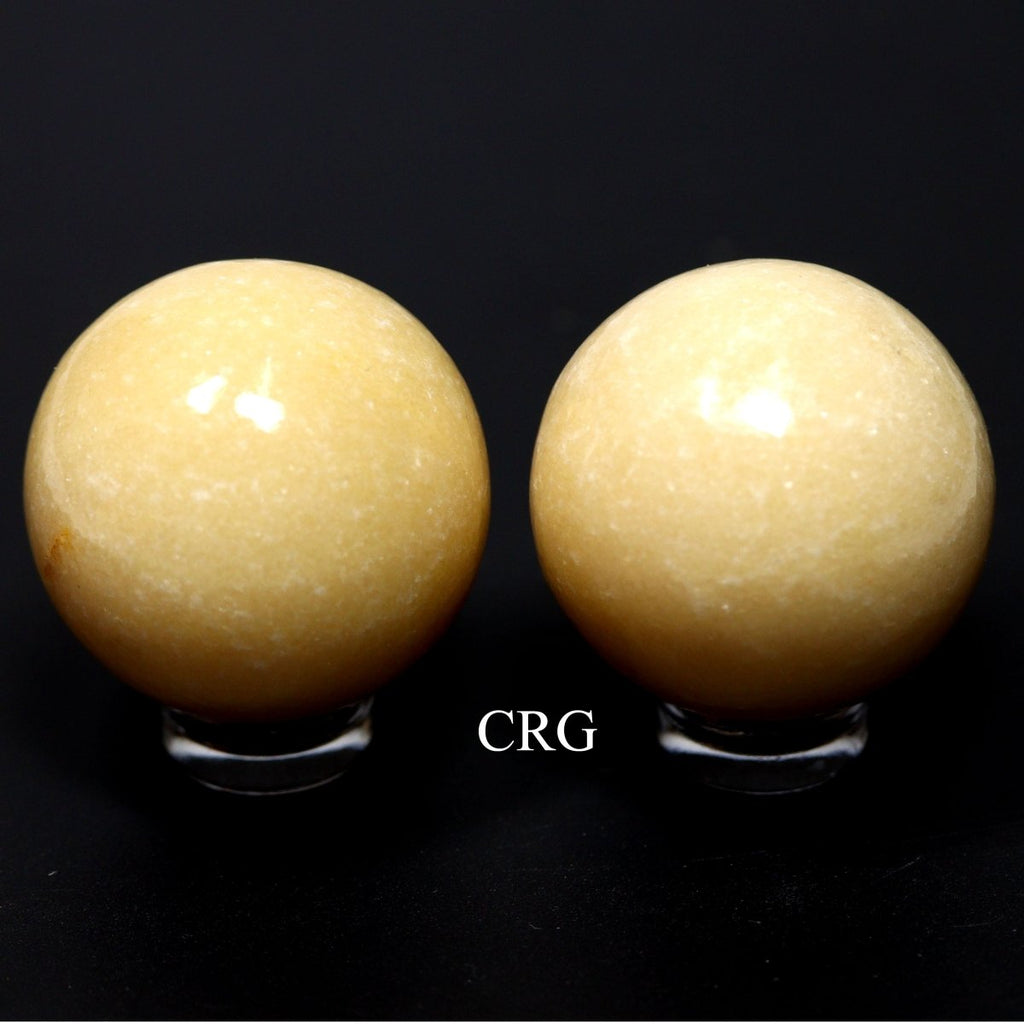 Yellow Quartz Spheres (30 mm) (2 Pcs) Extra Small Polished Gemstone Spheres